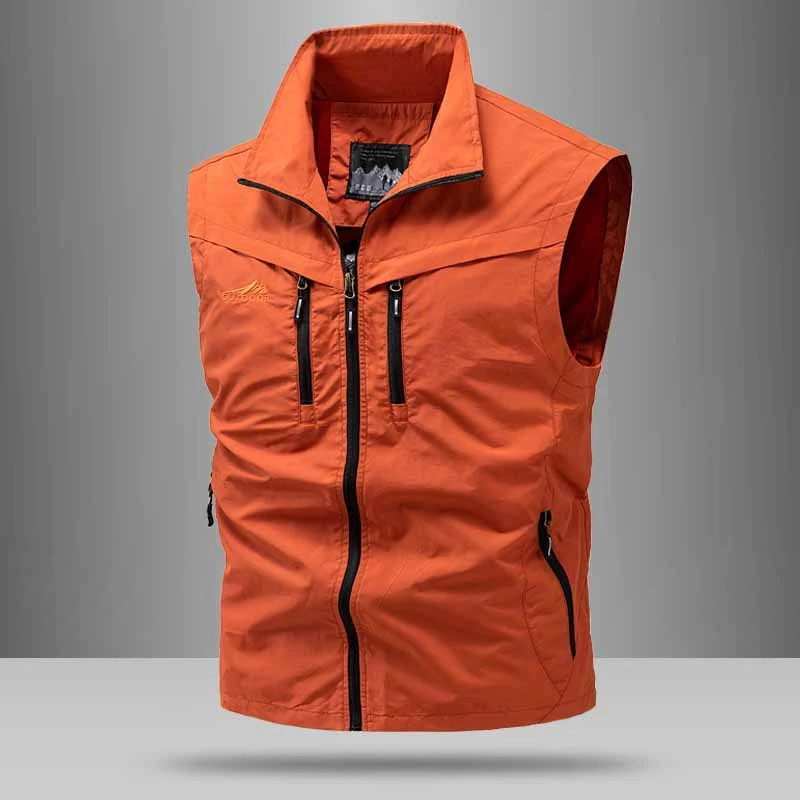 Herren Technische Utility-Weste mit hohem Kragen und Multifachtaschen Drune