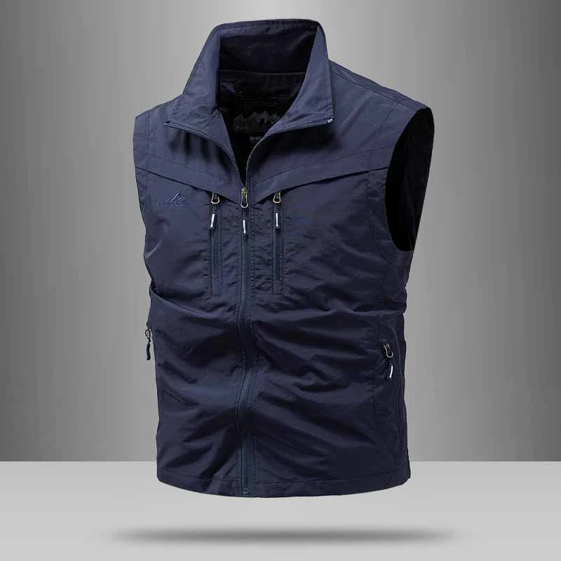 Herren Technische Utility-Weste mit hohem Kragen und Multifachtaschen Drune