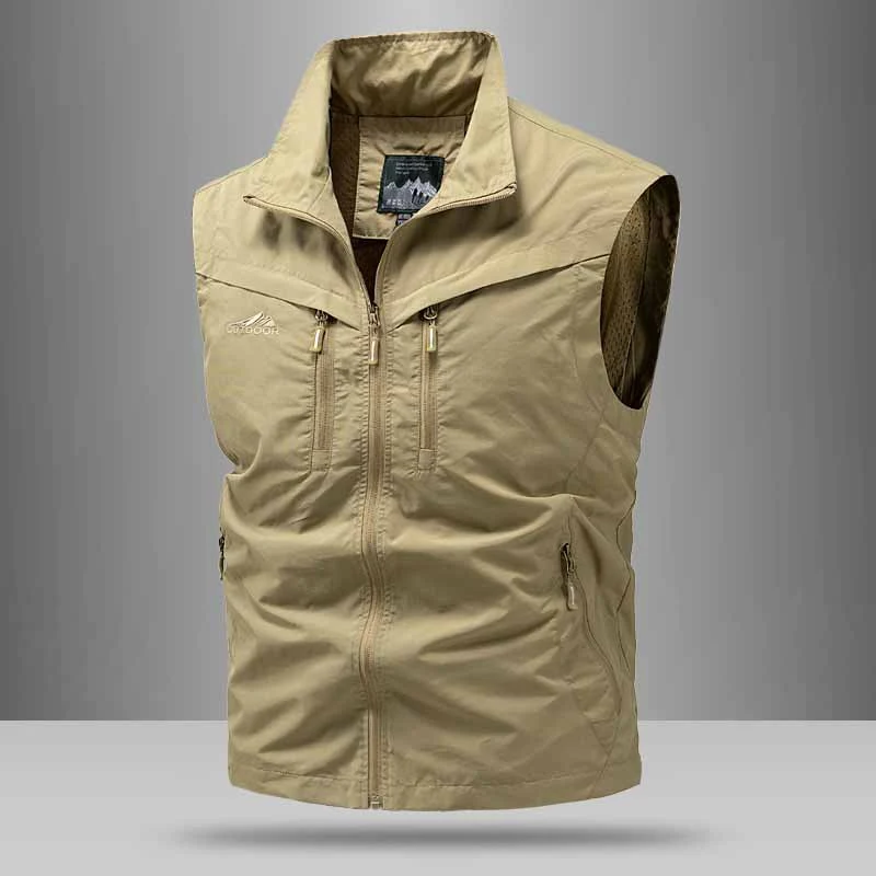 Herren Technische Utility-Weste mit hohem Kragen und Multifachtaschen Drune