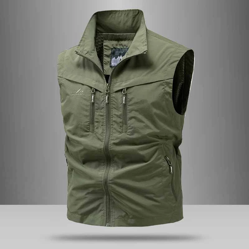 Herren Technische Utility-Weste mit hohem Kragen und Multifachtaschen Drune