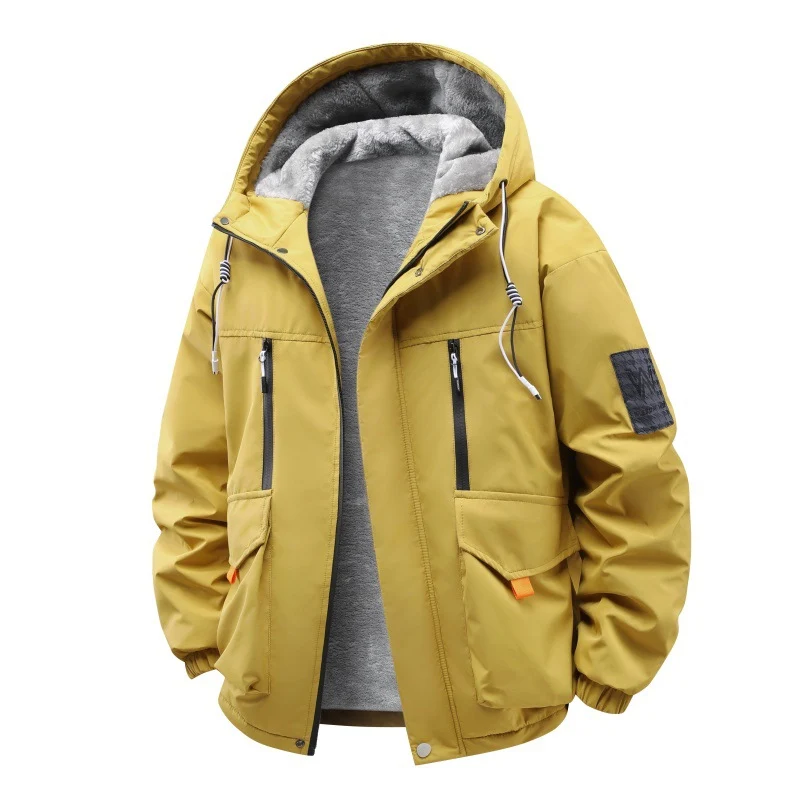 Herren Technische Outdoorjacke mit Teddyfutter, winddichter Außenschicht und Multifunktionstaschen Drune