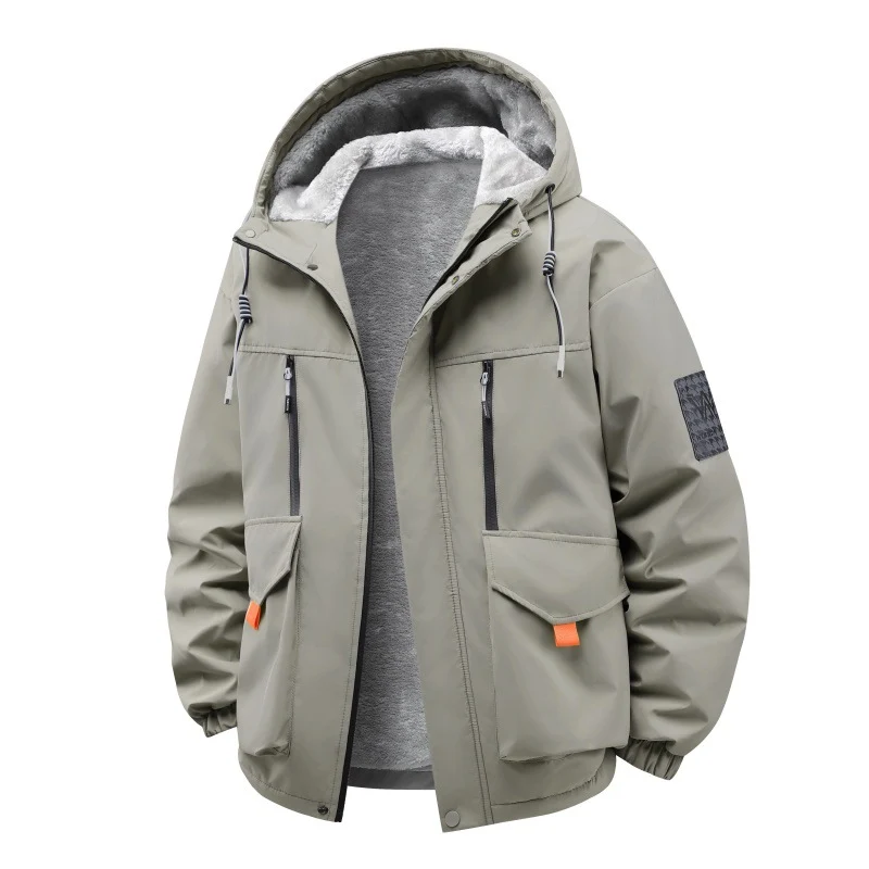 Herren Technische Outdoorjacke mit Teddyfutter, winddichter Außenschicht und Multifunktionstaschen Drune