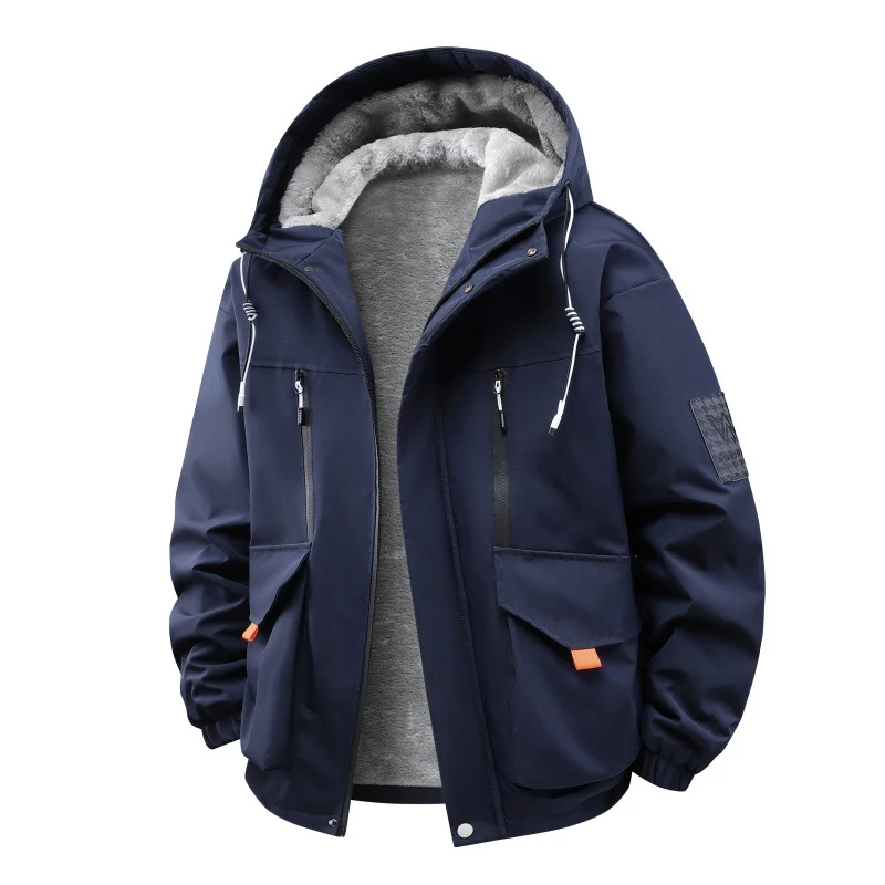 Herren Technische Outdoorjacke mit Teddyfutter, winddichter Außenschicht und Multifunktionstaschen Drune