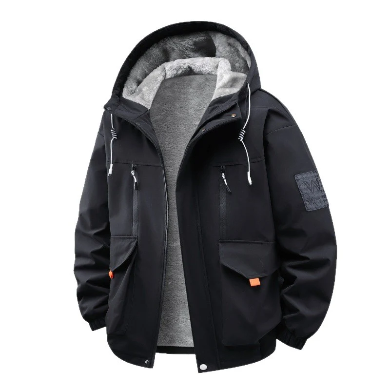 Herren Technische Outdoorjacke mit Teddyfutter, winddichter Außenschicht und Multifunktionstaschen Drune