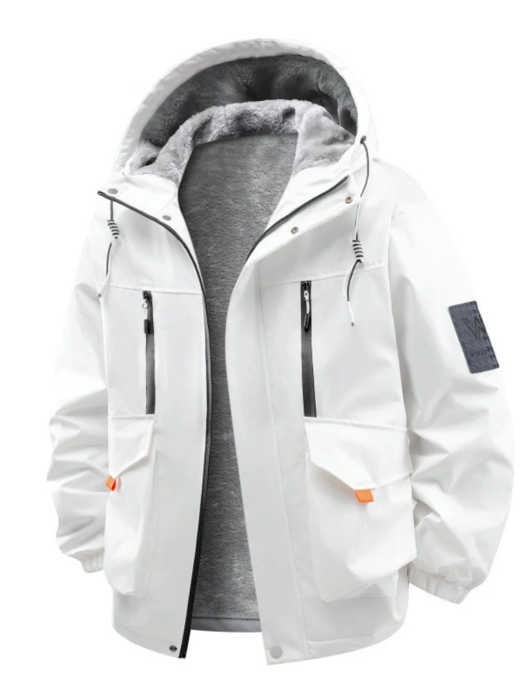 Herren Technische Outdoorjacke mit Teddyfutter, winddichter Außenschicht und Multifunktionstaschen Drune