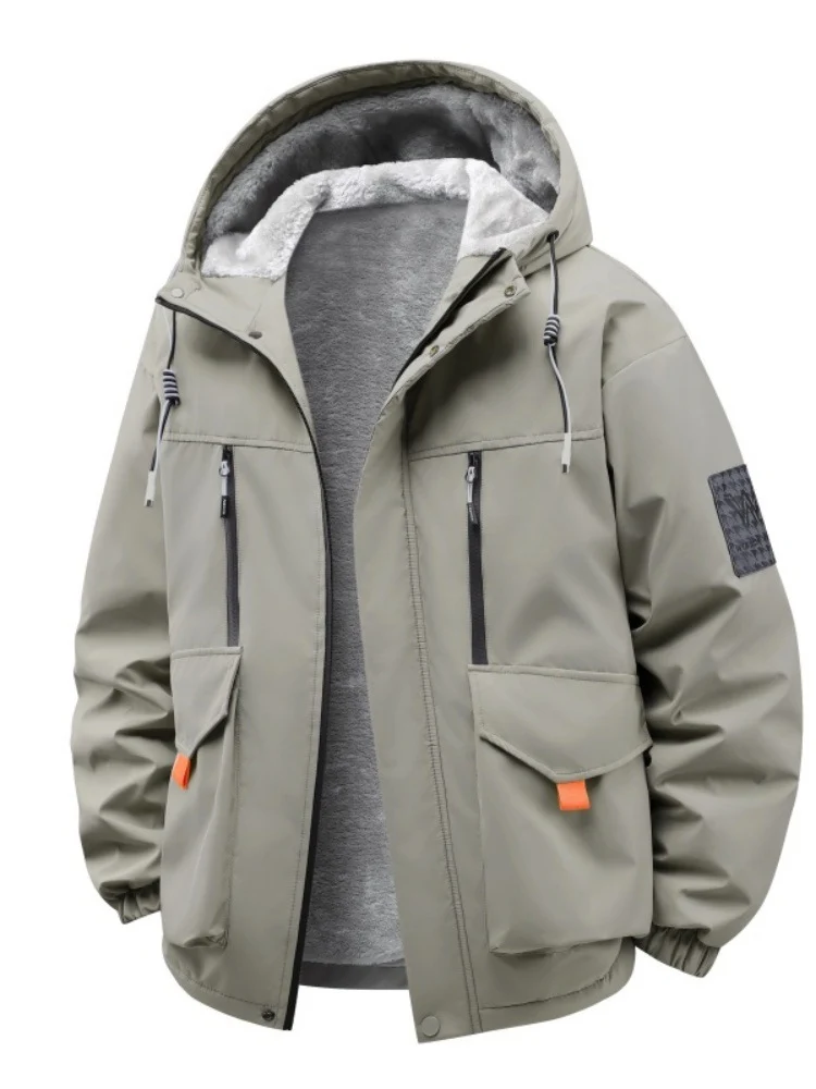 Herren Technische Outdoorjacke mit Teddyfutter, winddichter Außenschicht und Multifunktionstaschen Drune