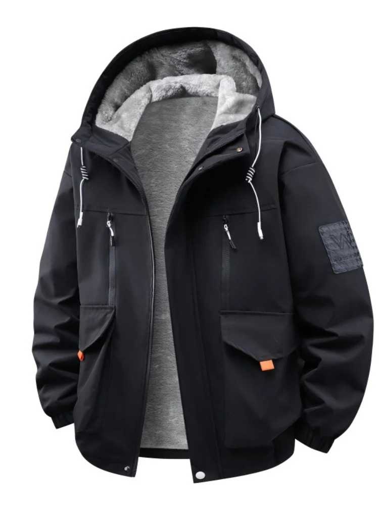 Herren Technische Outdoorjacke mit Teddyfutter, winddichter Außenschicht und Multifunktionstaschen Drune