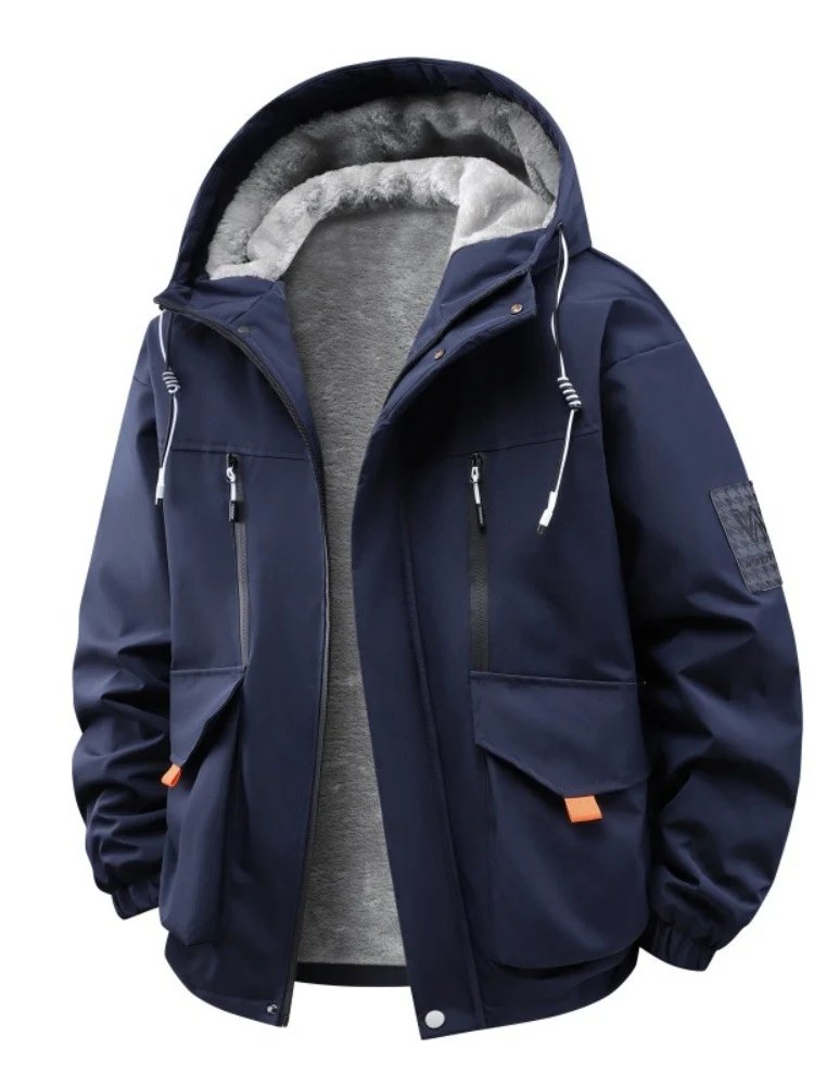 Herren Technische Outdoorjacke mit Teddyfutter, winddichter Außenschicht und Multifunktionstaschen Drune