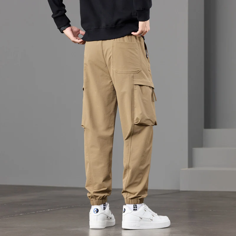 Herren technische Cargo-Joggerhose mit elastischem Saum, Multifachtaschen und Kordelzug Drune