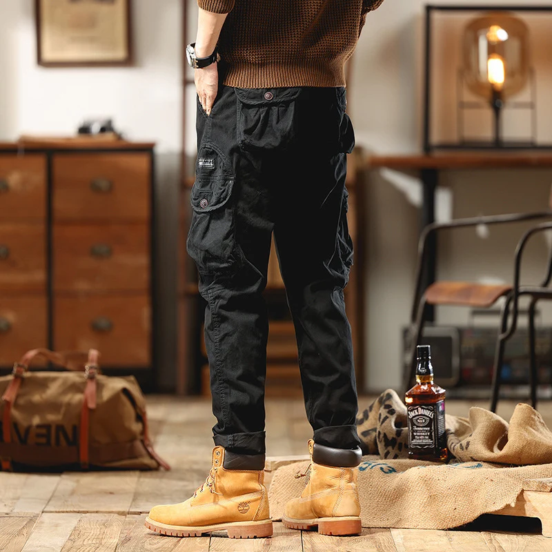 Herren Slim-Fit Cargo-Hose aus Baumwoll-Twill mit Multifachtaschen Drune