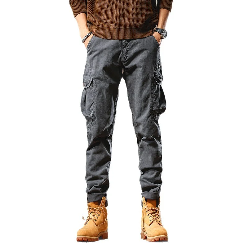 Herren Slim-Fit Cargo-Hose aus Baumwoll-Twill mit Multifachtaschen Drune