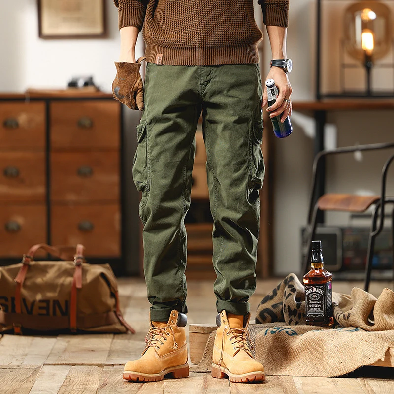 Herren Slim-Fit Cargo-Hose aus Baumwoll-Twill mit Multifachtaschen Drune