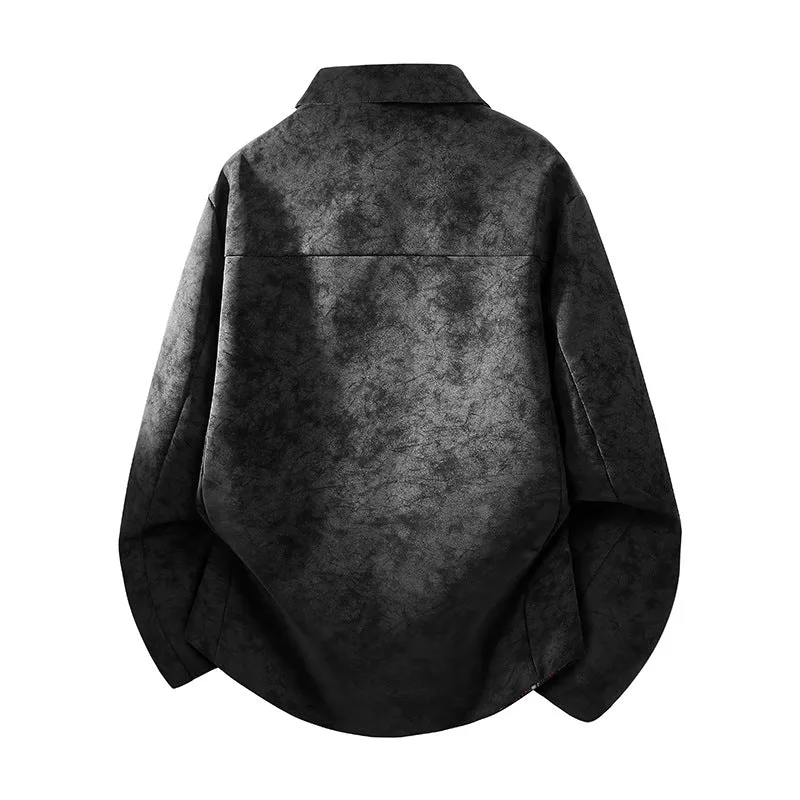Herren Oversize Hemdjacke im Wildleder-Look mit karierter Flanell-Innenfütterung Drune