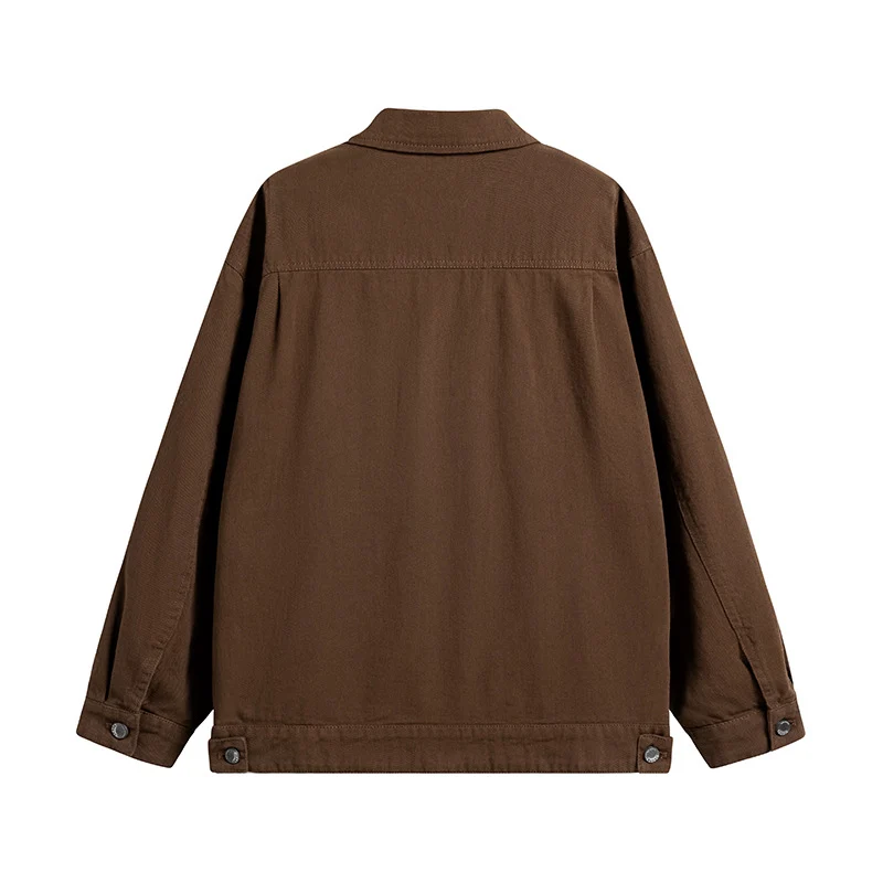 Herren Oversize Canvas-Utility-Jacke mit aufgesetzten Multifunktions-Taschen und Druckknopfleiste Drune