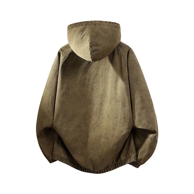 Herren Oversize Canvas-Halbzip-Kapuzenanorak mit Kängurutasche und elastischem Saum Drune
