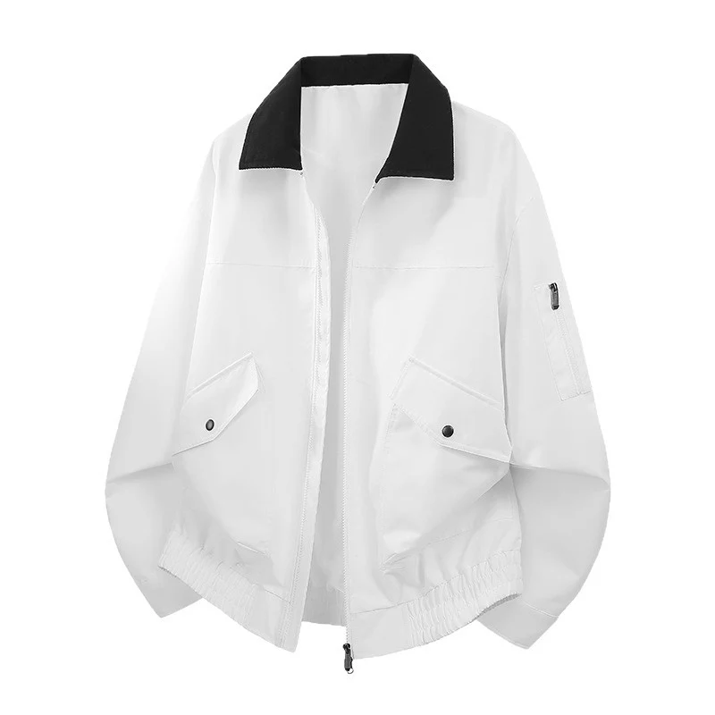 Herren Oversize Bomberjacke im Worker-Stil mit Cordkragen, Pattentaschen und elastischem Saum Drune