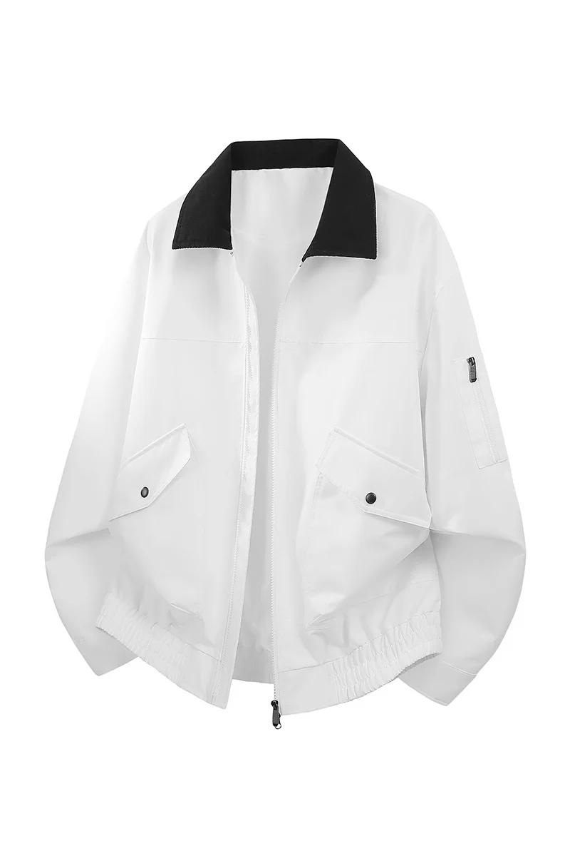Herren Oversize Bomberjacke im Worker-Stil mit Cordkragen, Pattentaschen und elastischem Saum Drune