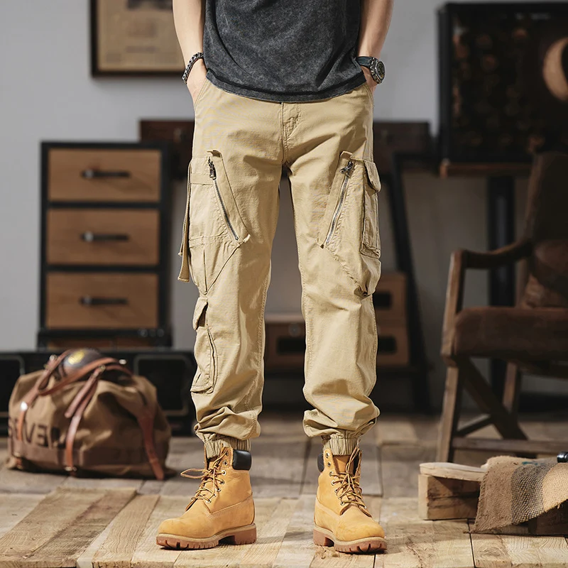 Herren Multitaschen-Cargohose mit Reißverschlusstaschen und elastischem Beinabschluss Drune
