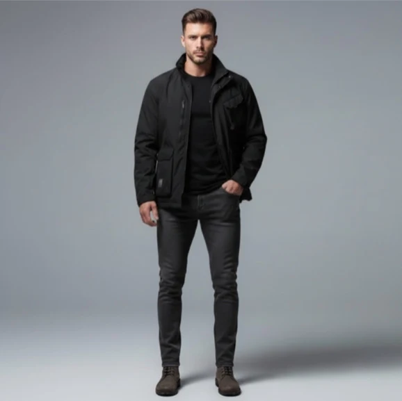 Herren Leichte Utility-Fieldjacke mit Stehkragen, Mehrfach-Taschen und atmungsaktivem Meshfutter Drune