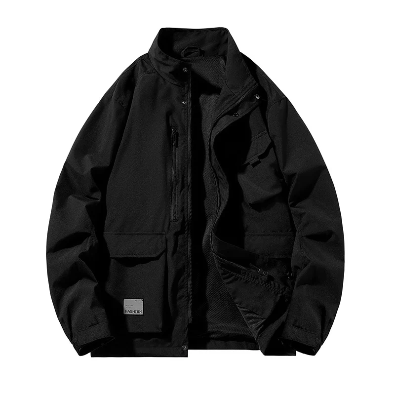 Herren Leichte Utility-Fieldjacke mit Stehkragen, Mehrfach-Taschen und atmungsaktivem Meshfutter Drune