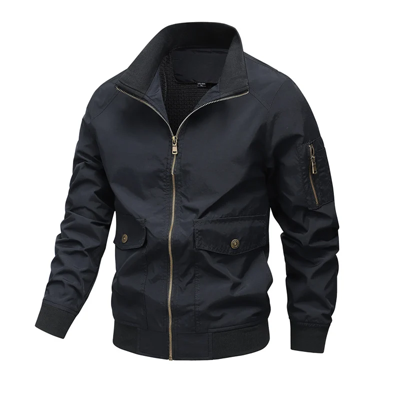 Herren Leichte Utility-Bomberjacke mit Ärmeltasche und Netzfutter Drune
