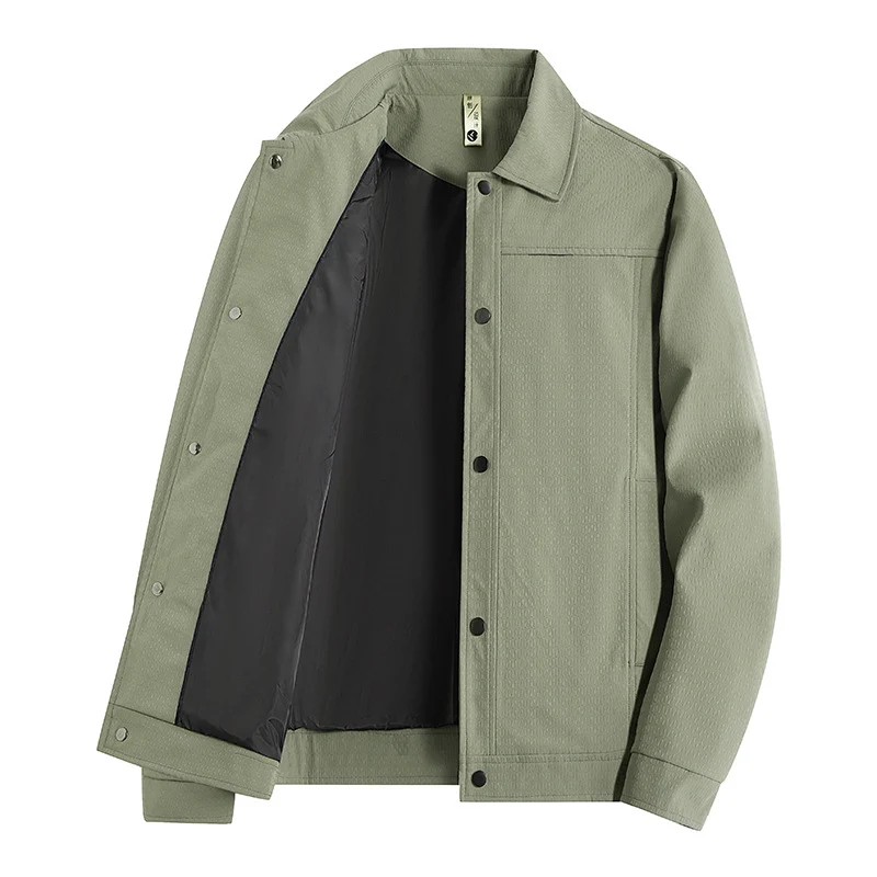 Herren Leichte Übergangsjacke im Worker-Stil mit mikrostrukturierter Twill-Optik und Druckknopfleiste Drune