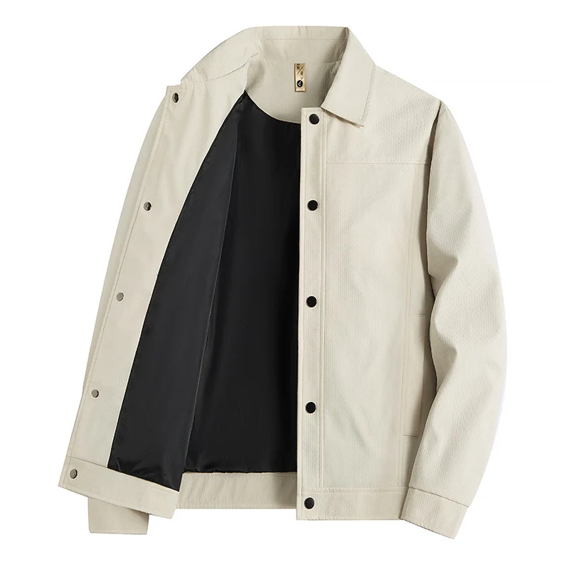 Herren Leichte Übergangsjacke im Worker-Stil mit mikrostrukturierter Twill-Optik und Druckknopfleiste Drune