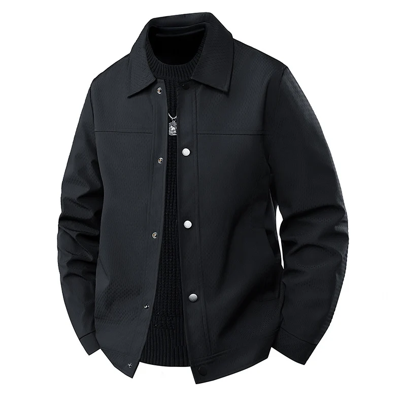 Herren Leichte Übergangsjacke im Worker-Stil mit mikrostrukturierter Twill-Optik und Druckknopfleiste Drune