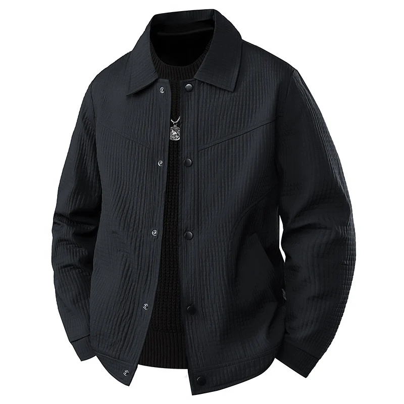 Herren Leichte Übergangsjacke im Worker-Stil mit mikrostrukturierter Twill-Optik und Druckknopfleiste Drune