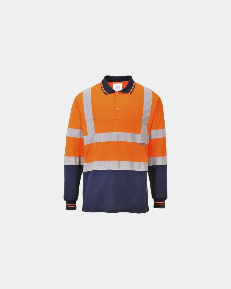Poloshirt zweifarbig langarm Polyester zum Personalisieren