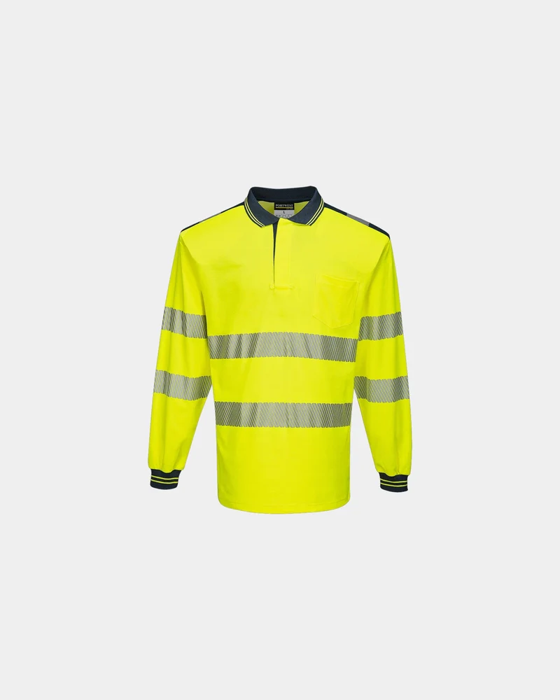 Poloshirt Hochsichtbarkeit langarm zum Personalisieren