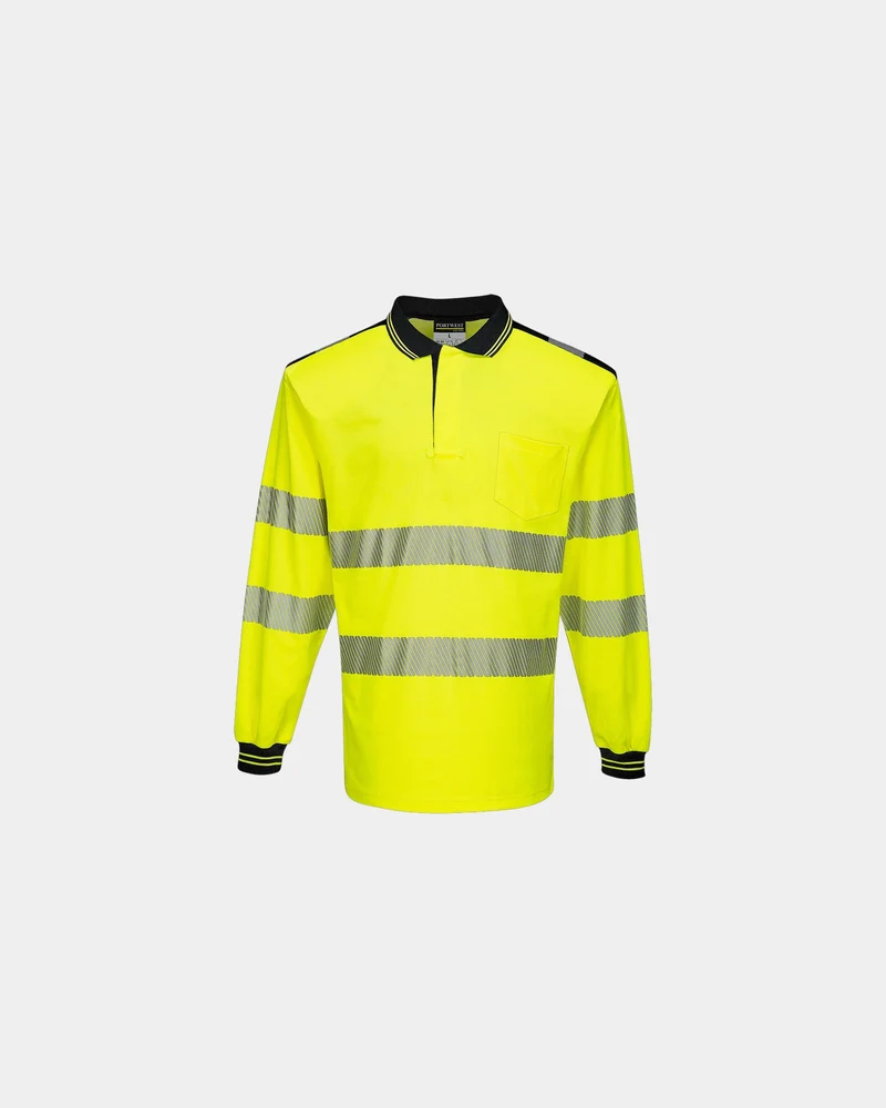 Poloshirt Hochsichtbarkeit langarm zum Personalisieren