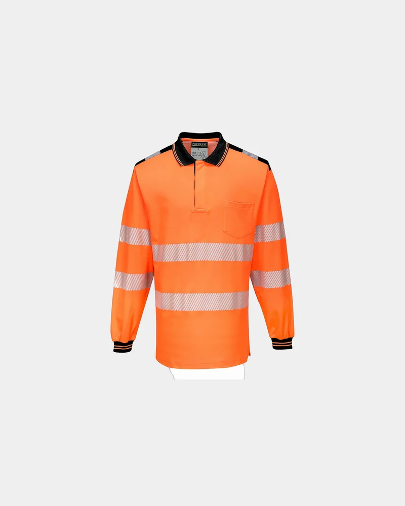 Poloshirt Hochsichtbarkeit langarm zum Personalisieren