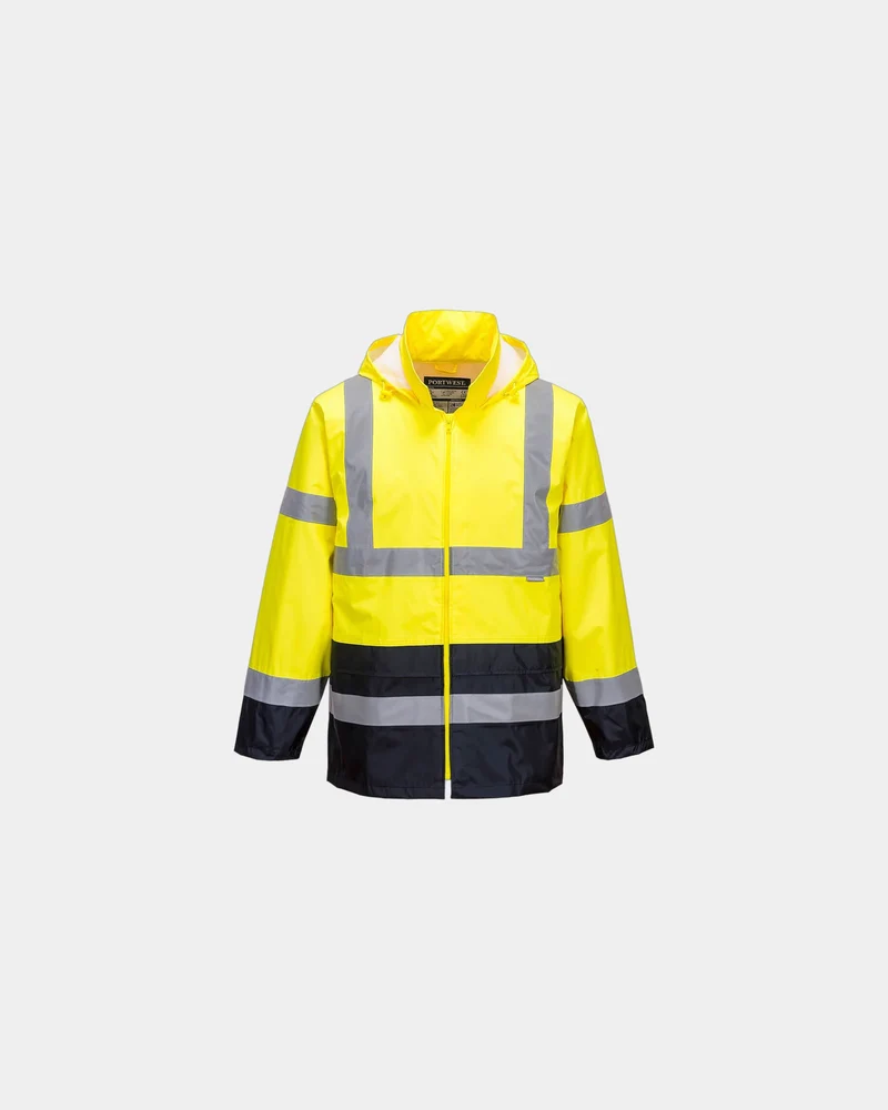 Regenjacke Hi-Vis zweifarbig mit Kapuze zum Personalisieren