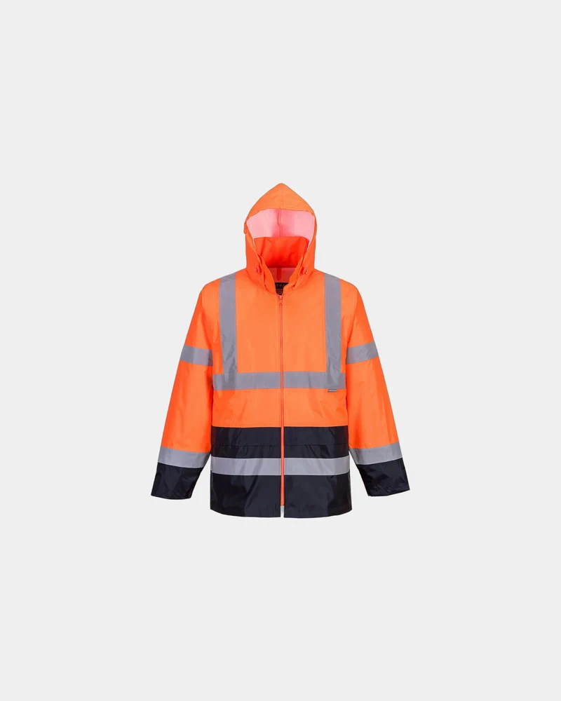 Regenjacke Hi-Vis zweifarbig mit Kapuze zum Personalisieren
