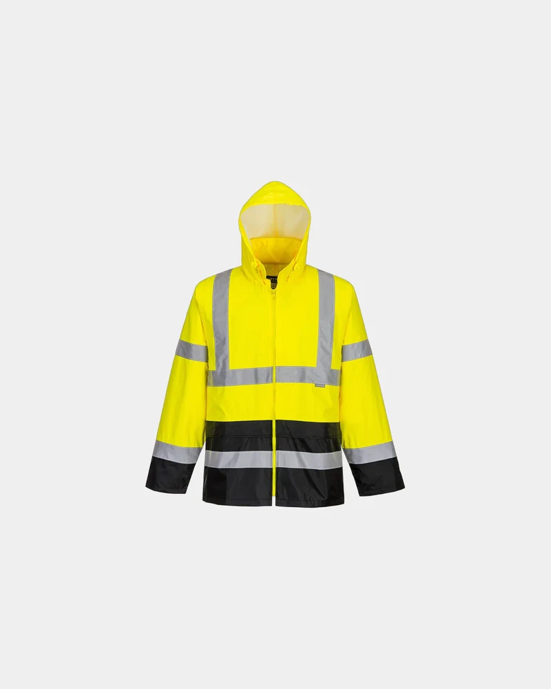 Regenjacke Hi-Vis zweifarbig mit Kapuze zum Personalisieren