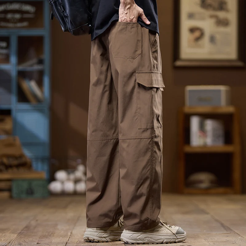Herren Leichte Technical Cargo-Hose mit geradem Bein, Multifachtaschen und Kordelbund Drune