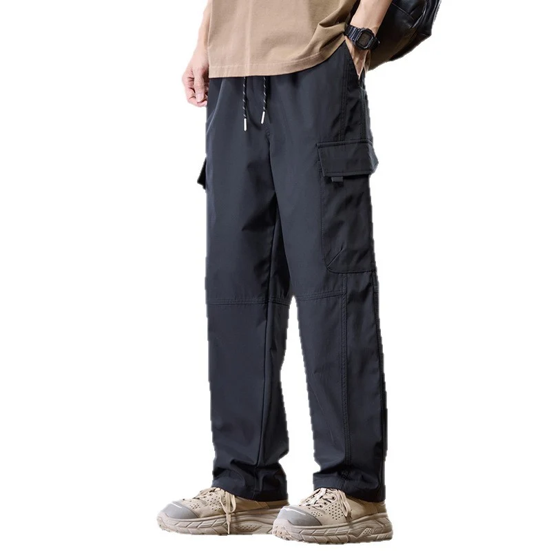 Herren Leichte Technical Cargo-Hose mit geradem Bein, Multifachtaschen und Kordelbund Drune