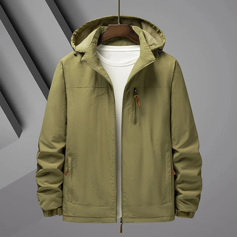 Herren Leichte Regenjacke mit Kapuze und wasserabweisender Mikrofaser-Außenhaut Drune