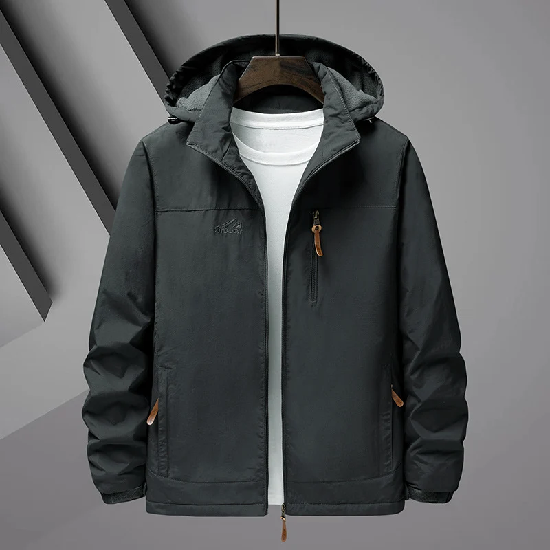 Herren Leichte Regenjacke mit Kapuze und wasserabweisender Mikrofaser-Außenhaut Drune