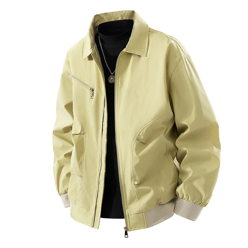 Herren Leichte Oversize-Bomberjacke aus winddichtem Nylon mit Reißverschluss, Brusttasche und Rippbündchen Drune
