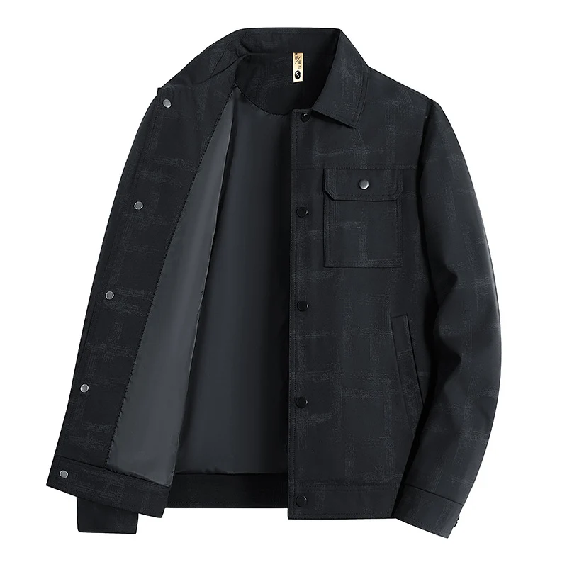 Herren Leichte Overshirt-Jacke mit dezenter Reptilprägung und Druckknopfverschluss Drune