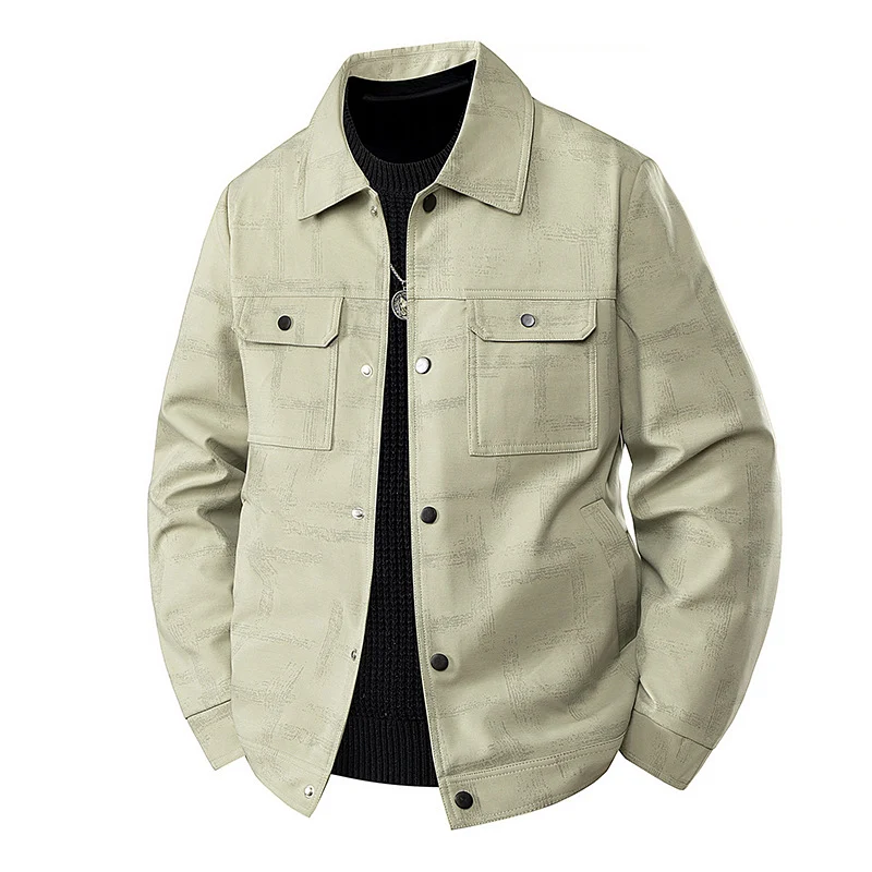Herren Leichte Overshirt-Jacke mit dezenter Reptilprägung und Druckknopfverschluss Drune