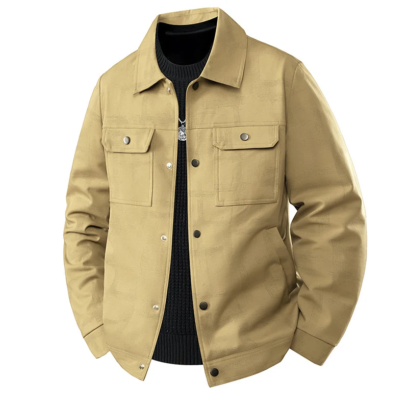Herren Leichte Overshirt-Jacke mit dezenter Reptilprägung und Druckknopfverschluss Drune