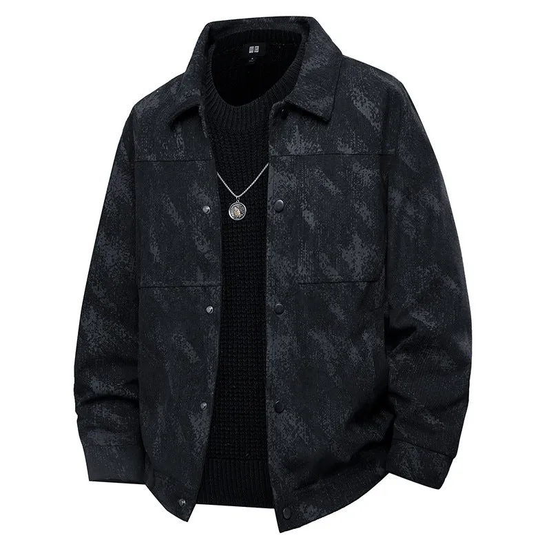 Herren Leichte Overshirt-Jacke mit dezenter Reptilprägung und Druckknopfverschluss Drune