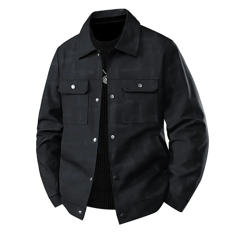 Herren Leichte Overshirt-Jacke mit dezenter Reptilprägung und Druckknopfverschluss Drune