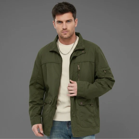 Herren leichte Outdoor-Utility Jacke mit Stehkragen Drune