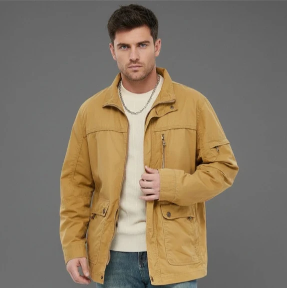 Herren leichte Outdoor-Utility Jacke mit Stehkragen Drune