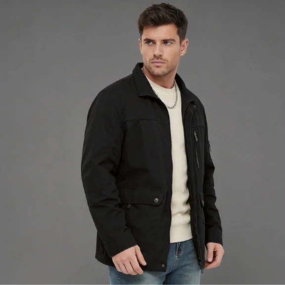Herren leichte Outdoor-Utility Jacke mit Stehkragen Drune