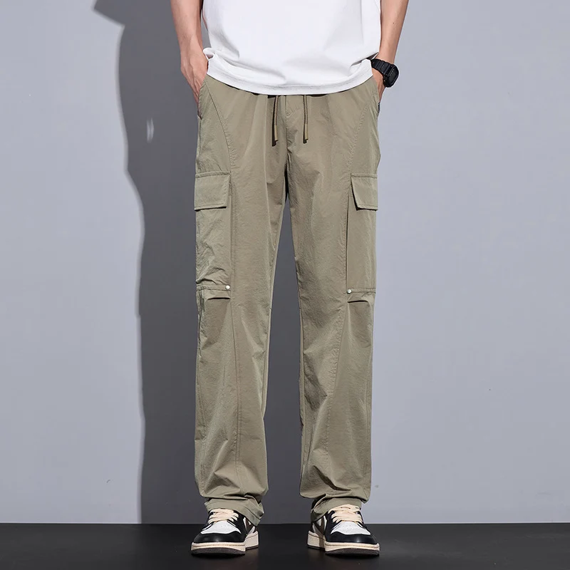 Herren Leichte Cargo-Freizeithose mit Tunnelzug, Multifachtaschen und geradem Schnitt Drune